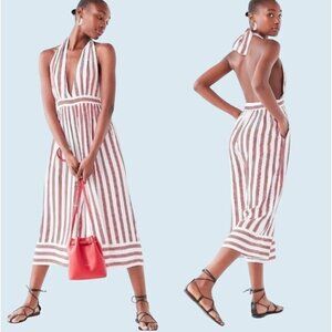 URBAN OUTFITTERS Raven Red White Blue Halter Neck Jumpsuit Sz M
